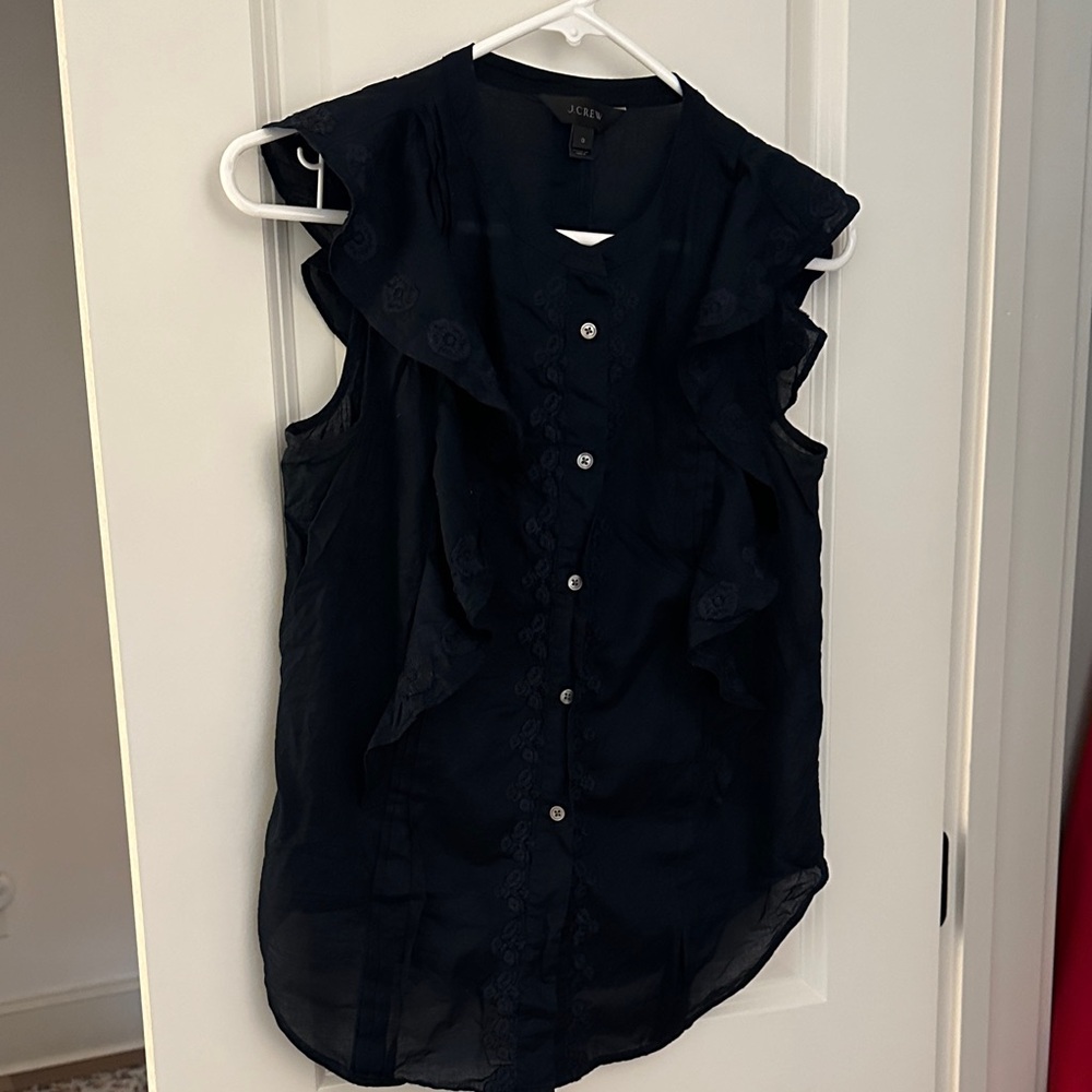 J Crew Embroidered Button Down Blouse Size 0